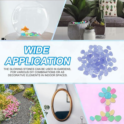 PATIKIL Glowing Stones, 300 Pcs Glow in The Dark Rocks for Indoor Outdoor Fish Tank Decorations Garden Yard Landscaping Gifts for Friends, Violet