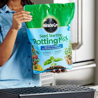Miracle-Gro Seed Starting Potting Mix, Enriched with Plant Food, For Starting Seeds or Cuttings in Containers, 8 qt., 3-Pack