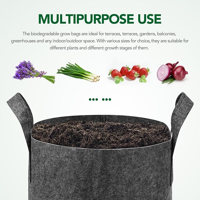 Delxo 3 Gallon Grow Bags 12 Pack, Heavy Duty Thickened Nonwoven Fabric Pots for Plants, Ideal for Container Gardening, Durable & Lightweight Planting Bags, Perfect for Vegetables, Grey