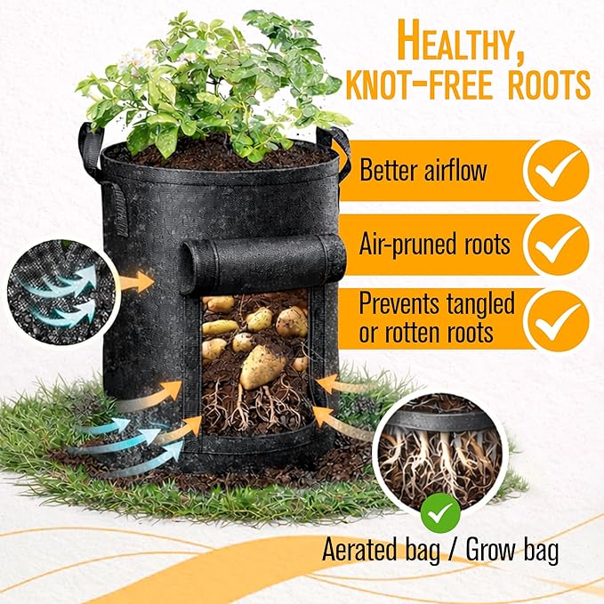 SunVara Potato Grow Bags 10 Gallon Grow Bags 5 Pack