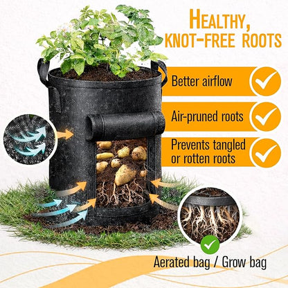 SunVara Potato Grow Bags 10 Gallon Grow Bags 5 Pack