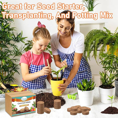 Legigo 50 PCS 50mm Coco Coir Pellets Potting Soil Mix- Compressed Coconut Coir Discs Seed Starting Soil Pellets, Coco Peat Soil Pods for Indoor & Outdoor Plants, Gardening Herbs Bonsai and Vegetables