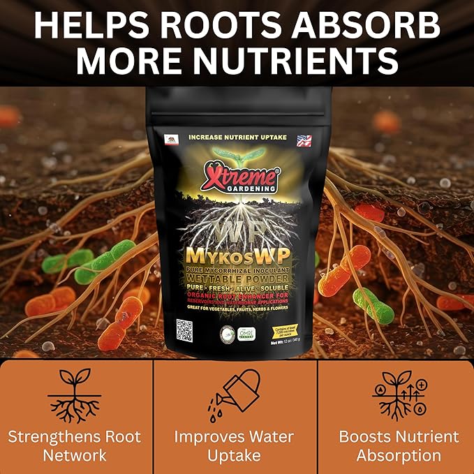 MYKOS WP Mycorrhizae Powder 12 oz – Mycorrhizae for Plants – Mycorrhizal Fungi Root Stimulator for Plants – Ideal for Seedlings, Transplants, Bare-Root Trees & Hydroponic Systems