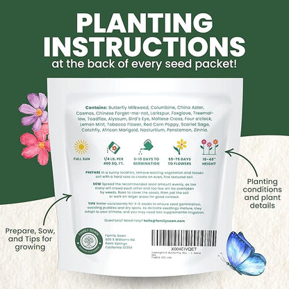 Hummingbird Butterfly Mix - Large 1 Ounce Packet - 7,500 Flower Seeds for Planting - Wildflower Mix