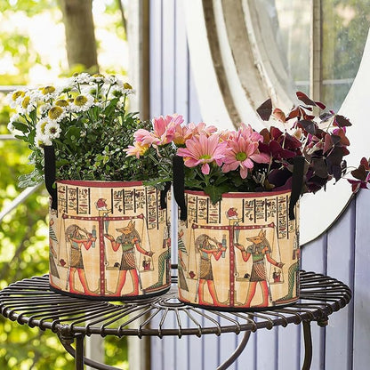 3 Gallon Antique Egyptian Papyrus Heavy Duty Grow Bag Containers Breathable Planter Pot with Handles for Potato Tomato Fruits Vegetables Flowers