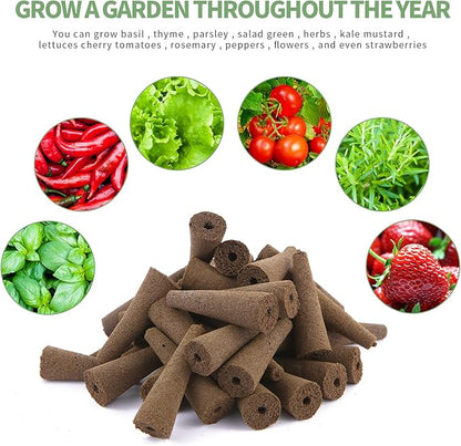100 Pack Grow Sponges, Seed Pods Replacement Root Growth Sponges Compatible with AeroGarden, Moldy-Free, Sponges Kit with 10 Pod Labels for Hydroponic Indoor Garden System