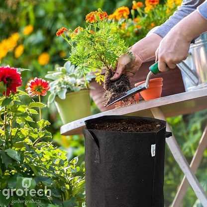 Plant Grower Bags - Maximize Your Garden's Growth Potential with 10-Pack 8-Gallon Bags Nonwoven Aeration, Sturdy Reinforced Handles, and Durability for Healthy Plants!-Black