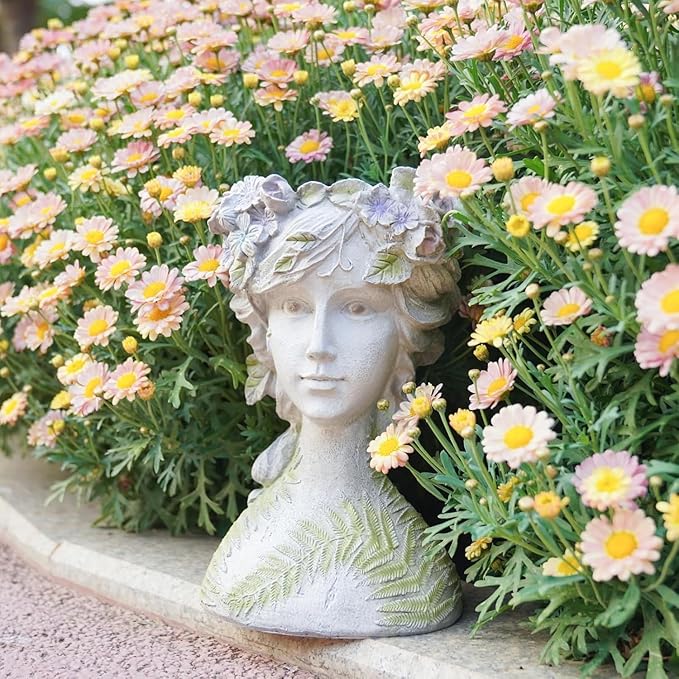DiliComing Head-Planter Face-Planters Pot - 10 Inch Flower Pots Outdoor with Drainage Hole, Face Flower Pot Head Planter for Garden Decor, Gifts for Women and Housewarming Gift 6.5 x 6 x 10.2 Inch