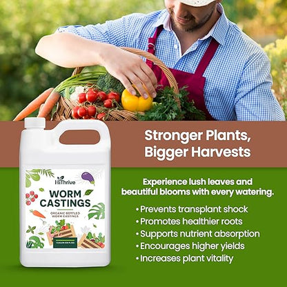 1 Gallon Worm Castings for Plants - Makes 256 Gallons of Earthworm Castings Compost Tea, Liquid Worm Casting – Nutrient-Rich Organic Compost Worms for Healthier Soil & Vibrant Plant Growth