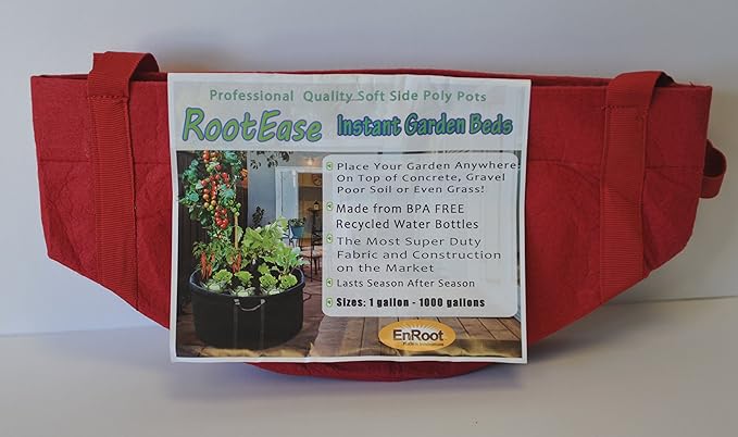 RootEase Garden Planting Aeration Fabric Container, Heavy Duty Durable Fabric Grow Pots, Perfect Harvest Planter, Raised Bed, Best Root Treatment Eco-Friendly Grow Bags (3 Gallon, Red)