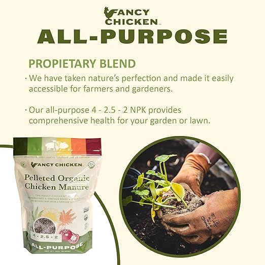 All-Purpose Manure - 15lbs Pelleted Dried Organic Chicken Manure | All-Natural Plant Food | Ideal for Vegetables Plants Fruits Trees Lawn Gardening & Farming | USDA Organic