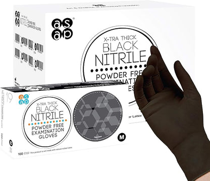 ASAP Black Nitrile Gloves Disposable Latex Free 4 Mil, Powder Free, Food Safe, Medical, Tattoo, Cleaning Gloves
