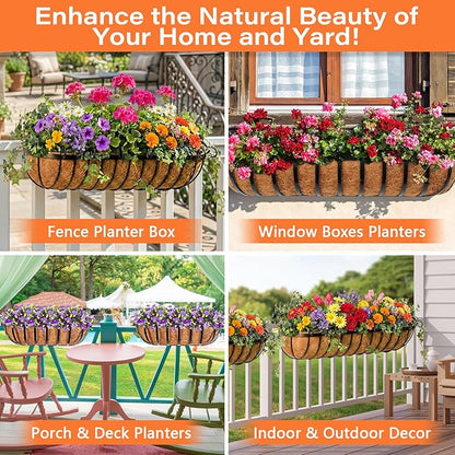 Legigo 2PCS 36 Inch Natural Trough Coco Coir Liners Planters Replacement, Pre-Formed Window Basket Coconut Coir Fiber Liner for Garden Window Flower Box Pots, Fence Trough Planter, Wall Planter Basket