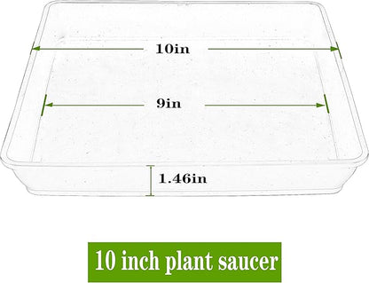 Square Plant Saucer 10 Inch 5 Pack, Plastic Plant Water Dray Tray Plants, Pot Saucers for Plants Square Planters for Indoors and Outdoors Plants, Garden Saucer for Plant Pots.