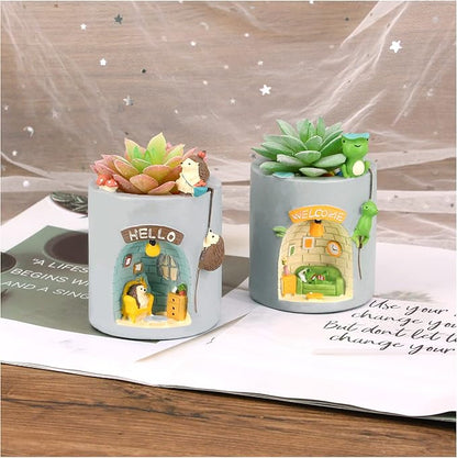 Segreto Creative Resin Plants Flower Pots Planter with Drainage for Succulent Planting Pot Decorated Desk,Garden,Living Room (Frog)