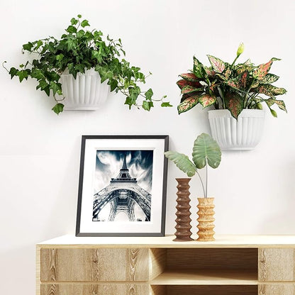 ORIMERC 6 Pcs Plastic Large Wall Plant Pots Vertical Garden Living Wall Mounted Window Hanging Basket Fence Planters Indoor Outdoor for Plants Flowers Kitchen Herbs Holder with Drainage Decor White