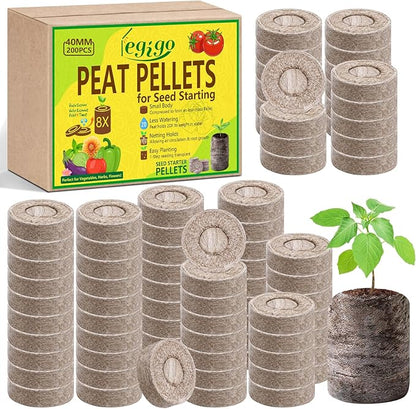 Legigo 200 Pcs 40mm Seed Starter Peat Pellets Pods for Seedlings- Compressed Seed Starting Pellets Seed Starter Pods Plugs Soil Peat Pods for Starting Seeds, Garden Planting Herb Flower Vegetables