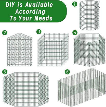 Plant Protectors from Animals - DIY Reusable Plant Cages for Outdoor Plants, Square Mesh Plant Covers Kits, 12"x12" Panels (6/18/30 Pcs) (18, Dark Green)