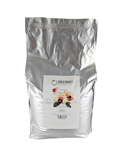 Greenway Biotech, Inc. Gypsum Powder Calcium Sulfate to Improves Soil Drainage & Soil Water Relations- 100% Water Soluble Contains 97% Calcium Sulfate Dihydrate,22.5% Calcium,& 18% Sulfur (25 Pounds)