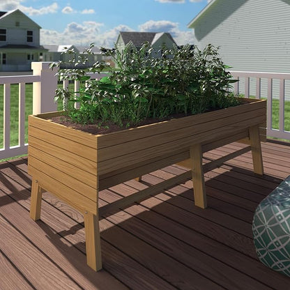 MUPATER Outdoor 6x3x2FT Cedar Raised Garden Bed for Vegetables with 6 Legs, 837lbs Large Elevated Garden Planter Box with Liner Design for Herbs and Flower, Natural
