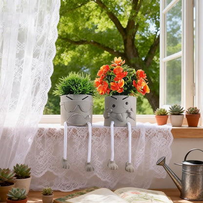 Uguisu 2pcs Cute Plant pots,Succulent pots,Indoor Succulent planters,Small planters for Home Decor,Room Shelf Desk Decor. About 2.5 inches.
