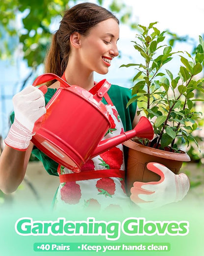 Irenare 40 Pairs Gardening Gloves Bulk for Women Ladies Breathable Rubber Coated Garden Glove for Yard Outdoor Work with Grip