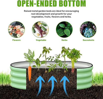 SnugNiture Galvanized Raised Garden Bed, 4x2x1ft Oval Metal Planter Box for Planting Outdoor Plants Vegetables