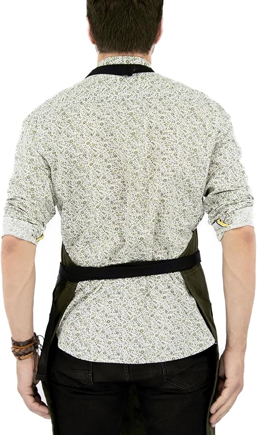 Under NY Sky No-Tie Twill Apron - Leather Reinforcement, Split-Leg
