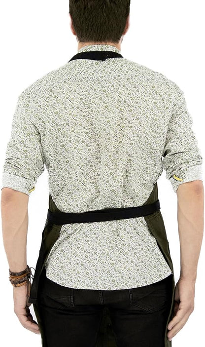 Under NY Sky No-Tie Twill Apron - Leather Reinforcement, Split-Leg