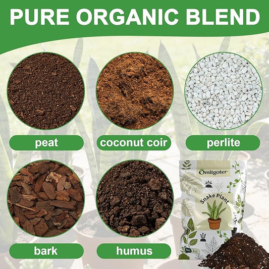 Organic Snake Plant Potting Soil 4qt- Well-Draining Nutrient-Rich Mix for Healthy Roots & Faster Growth, Natural Soil for Sansevieria Plants