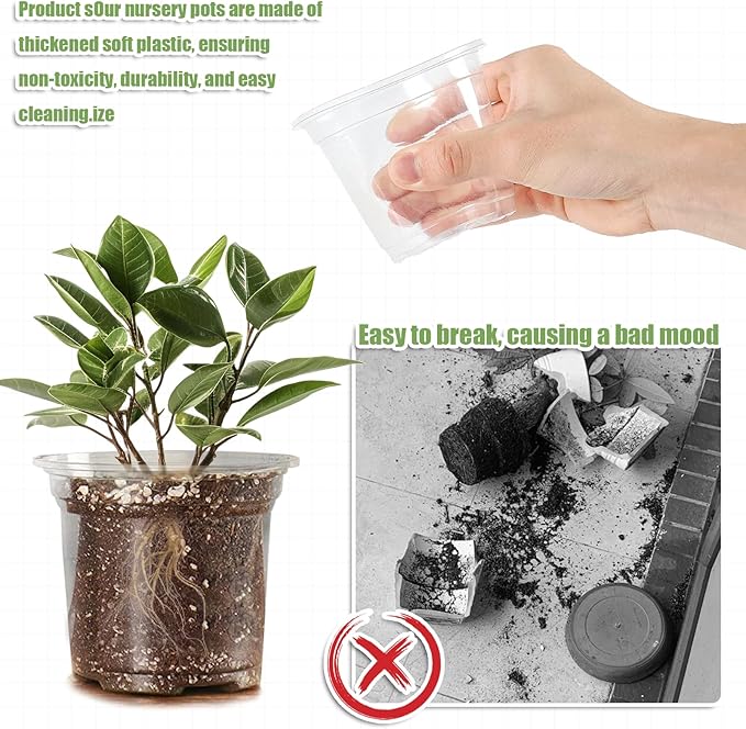 3/4/5 Inch Nursery Pot,30 Pack Clear Pots with Drainage, Plastic Pots for Planting Vegetables Flowers Seedlings