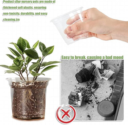3/4/5 Inch Nursery Pot,30 Pack Clear Pots with Drainage, Plastic Pots for Planting Vegetables Flowers Seedlings