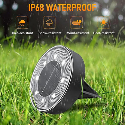 Siatom Solar Ground Lights 12 Pack, IP68 Waterproof Solar In-Ground Light for Outdoor, Flat Landscape Lighting, Garden Disc Light for Pathway, Walkway, and Yard - 12 Pcs (Warm White)