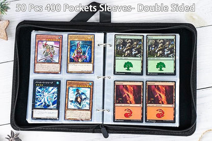 4 Pocket Trading Card Collection Book, Binder Card Album with 400 Pockets Game Card Sleeves, Binder Card Organizer for MTG, TCG, and Baseball Cards Protection and Storage