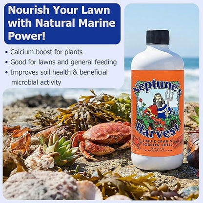 Neptune’s Harvest Organic Crab & Lobster Shell Multi-Purpose Liquid Fertilizer (2-0-2) - 18oz Pint - Rich in Nutrients Soil Fertilizer - Plant Food for Lawns, Gardens, and Vegetables