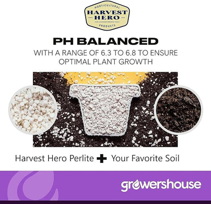 Harvest Hero 12qt Organic Perlite for Plants, Perlite for Gardening with Trimming Scissors