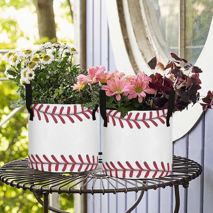 3 Gallon Baseball Stripe Breathable Grow Bags Heavy Duty Planter Pot Containers with Handles for Potato Tomato Fruits Flowers Vegetables