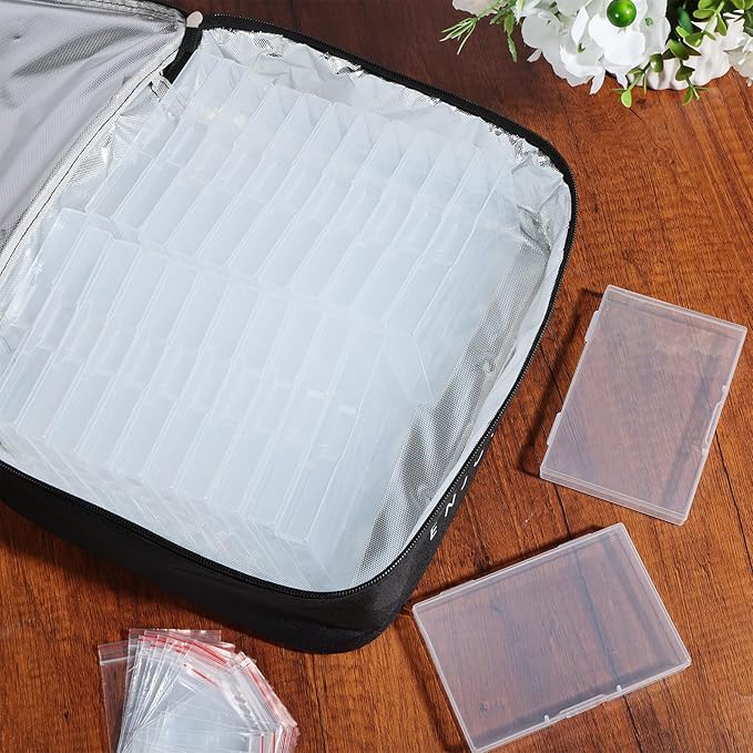 24 Slot Seed Storage Organizer Box with Insulated Bag with Dual Zipper Bag, Garden Seed Organize Sealed Bags and Label Stickers Saving Container Keeper Set for Garden Vegetable Flower Plants