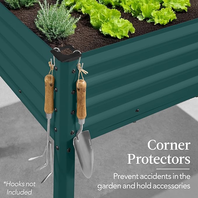 Best Choice Products 48x24x30in Galvanized Raised Garden Bed, Metal Elevated Planter Box, Vegetable Garden for Backyard, Patio, Balcony - Peacock Blue