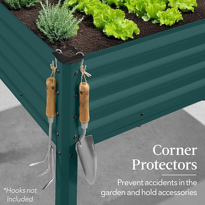 Best Choice Products 48x24x30in Galvanized Raised Garden Bed, Metal Elevated Planter Box, Vegetable Garden for Backyard, Patio, Balcony - Peacock Blue