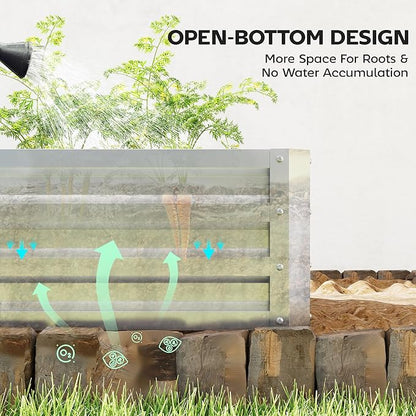 Outsunny Galvanized Raised Garden Bed, 4' x 2' x 1' Metal Planter Box, for Growing Vegetables, Flowers, Herbs, Succulents, Silver