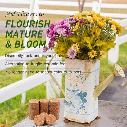 30 Pieces Invisible Plant Pot Feet Risers with Non Slip Surface Indoor Outdoor Solid Corkwood Planter Pot Lifters for Plants Flowers