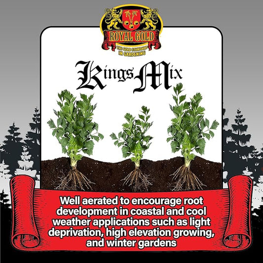 Royal Gold Kings Mix Versatile All Purpose Growing Medium, 1.76 Cubic Foot - for Healthy Root Development, Ensures Quick Drying and Accepts Immediate Plant Feeding