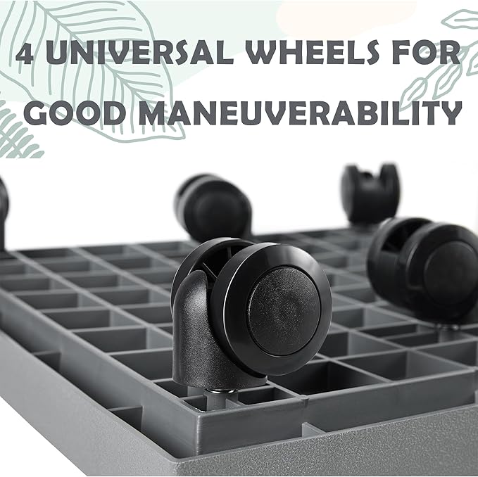 9.8 Inch Square Rolling Plant Caddy Saucer with Wheels, Heavy Duty Wheeled Planter Stand for Potted Plant, Coaster Roller Base Tray with Casters, Flower Pot Dolly Holder for Indoor Outdoor