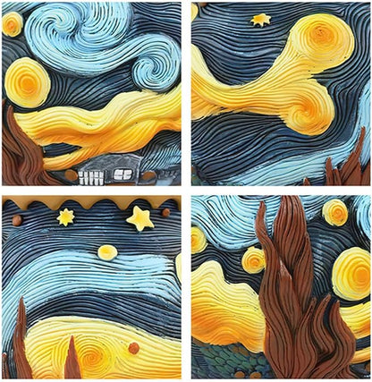 Starry Night Flower Pot – Fancy Theme Planter for Indoor & Outdoor Plants, Hand-Painted Plant Pot with Drainage Hole, Pretty Pot for Artificial or Real Plants, 6.8" Wide