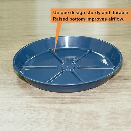 Plant Saucer Pot Tray 12 inch, 6 Packs Flower Planter Saucers and Drip Trays for Pots Planter, Heavy Duty Plant Dish Pant Plate to Catch Water for Indoor & Outdoor, Blue