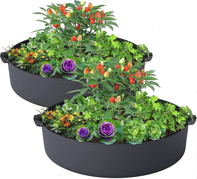 2-Pack 50 Gallon Plant Grow Bags, Large Fabric Raised Garden Bed with Handles,Durable Garden Beds Planters Aeration Gardening Container to Grow Vegetables for Outdoor Plants