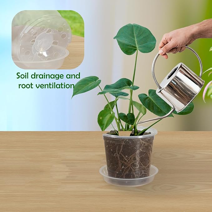20 Pack 4 Inch Clear Nursery Pots with Drainage Plant Pots for Plants Transparent Potting Containers for Plants Seeding Starter Pot(Clear, 4 Inch 20 Pcs)