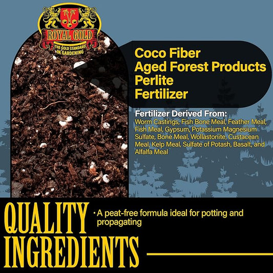Royal Gold Potting and Propagation Mix, 1.5cu ft - Ideal for Containerized Plants/Gardens, Well-Draining, Peat-Free Formula - Encourages Healthy Root Development