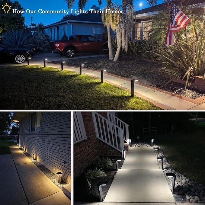 Solar Pathway Lights 6Pack with Warm White and Cool White Mode, Modern Solar Path Lights Outdoor Waterproof, Perfect Solar Lights for Backyard, Lawn, Driveway, Walkway, Garden Decorative.